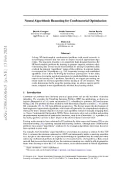 Neural Algorithmic Reasoning for Combinatorial Optimisation