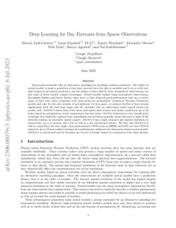 Deep Learning for Day Forecasts from Sparse Observations
