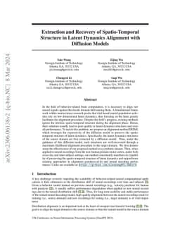 Extraction and Recovery of Spatio-Temporal Structure in Latent Dynamics
  Alignment with Diffusion Models