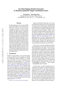 Zero-Shot Dialogue Relation Extraction by Relating Explainable Triggers
  and Relation Names