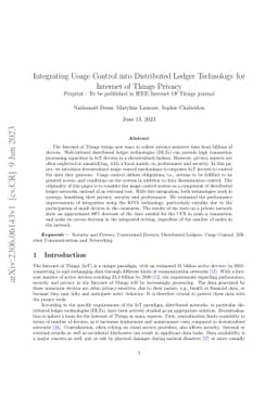 Integrating Usage Control into Distributed Ledger Technology for
  Internet of Things Privacy