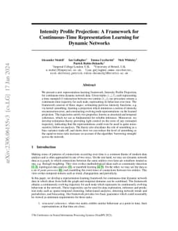 Intensity Profile Projection: A Framework for Continuous-Time
  Representation Learning for Dynamic Networks