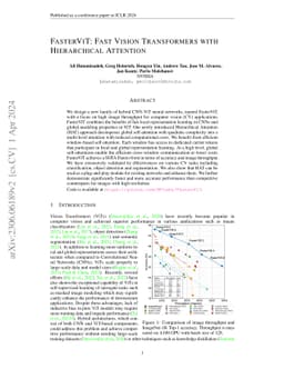 FasterViT: Fast Vision Transformers with Hierarchical Attention