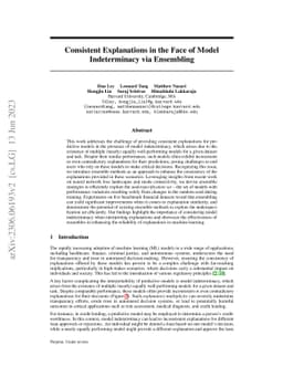 Consistent Explanations in the Face of Model Indeterminacy via
  Ensembling