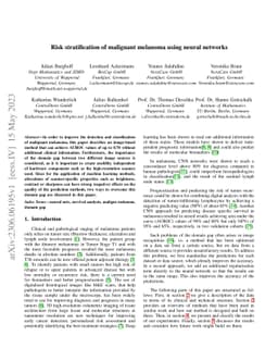 Risk stratification of malignant melanoma using neural networks