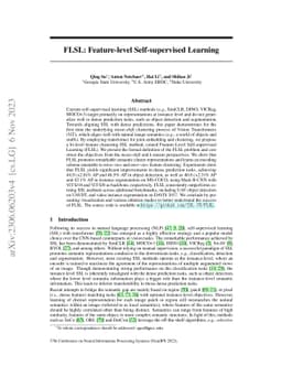 FLSL: Feature-level Self-supervised Learning