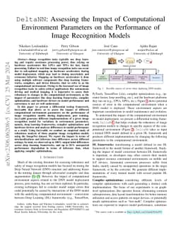 DeltaNN: Assessing the Impact of Computational Environment Parameters on
  the Performance of Image Recognition Models
