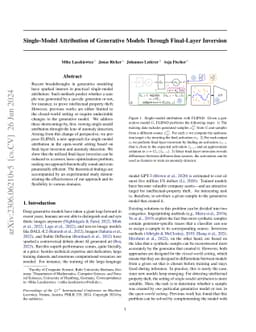 Single-Model Attribution of Generative Models Through Final-Layer
  Inversion