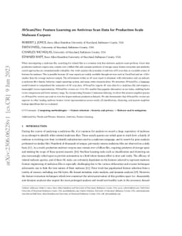 AVScan2Vec: Feature Learning on Antivirus Scan Data for Production-Scale
  Malware Corpora