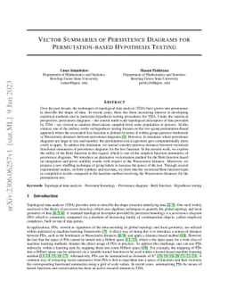 Vector Summaries of Persistence Diagrams for Permutation-based
  Hypothesis Testing