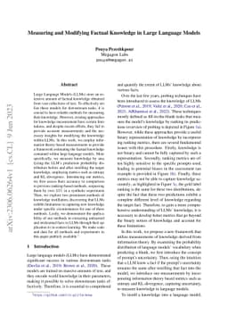 Measuring and Modifying Factual Knowledge in Large Language Models