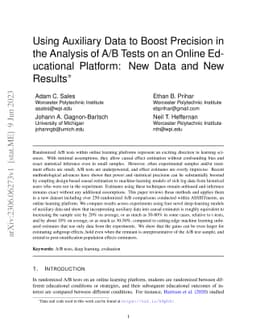 Using Auxiliary Data to Boost Precision in the Analysis of A/B Tests on
  an Online Educational Platform: New Data and New Results