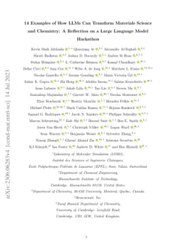 14 Examples of How LLMs Can Transform Materials Science and Chemistry: A
  Reflection on a Large Language Model Hackathon