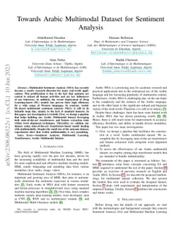 Towards Arabic Multimodal Dataset for Sentiment Analysis