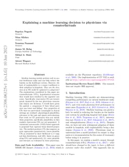 Explaining a machine learning decision to physicians via counterfactuals
