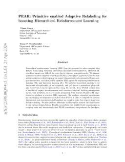PEAR: Primitive enabled Adaptive Relabeling for boosting Hierarchical
  Reinforcement Learning