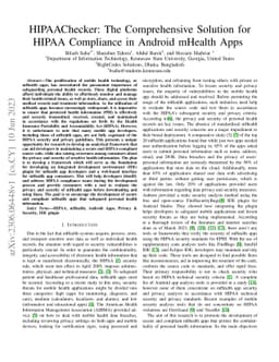 HIPAAChecker: The Comprehensive Solution for HIPAA Compliance in Android
  mHealth Apps