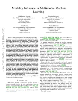 Modality Influence in Multimodal Machine Learning