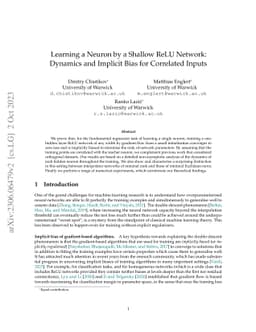 Learning a Neuron by a Shallow ReLU Network: Dynamics and Implicit Bias
  for Correlated Inputs