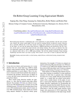 On Robot Grasp Learning Using Equivariant Models
