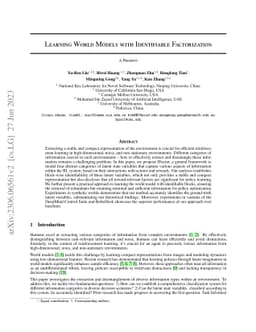 Learning World Models with Identifiable Factorization