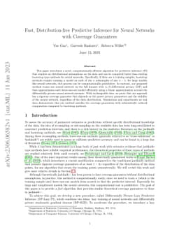 Fast, Distribution-free Predictive Inference for Neural Networks with
  Coverage Guarantees