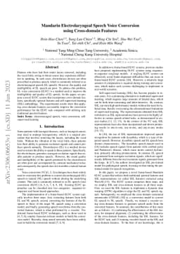 Mandarin Electrolaryngeal Speech Voice Conversion using Cross-domain
  Features