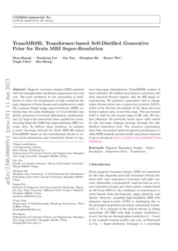 TransMRSR: Transformer-based Self-Distilled Generative Prior for Brain
  MRI Super-Resolution