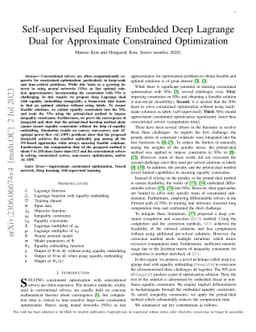 Self-supervised Equality Embedded Deep Lagrange Dual for Approximate
  Constrained Optimization