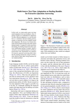 Multi-Source Test-Time Adaptation as Dueling Bandits for Extractive
  Question Answering