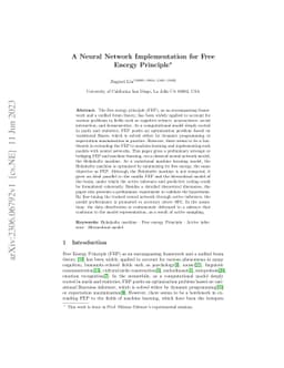 A Neural Network Implementation for Free Energy Principle