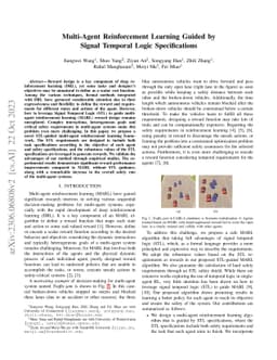 Multi-Agent Reinforcement Learning Guided by Signal Temporal Logic
  Specifications