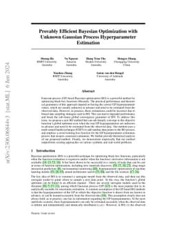 Provably Efficient Bayesian Optimization with Unknown Gaussian Process
  Hyperparameter Estimation