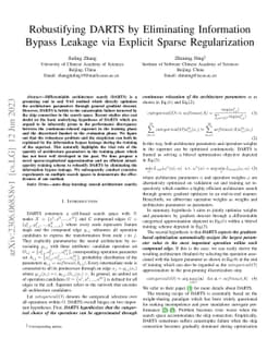 Robustifying DARTS by Eliminating Information Bypass Leakage via
  Explicit Sparse Regularization