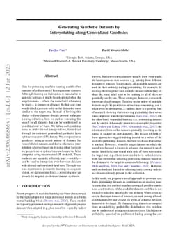 Generating Synthetic Datasets by Interpolating along Generalized
  Geodesics