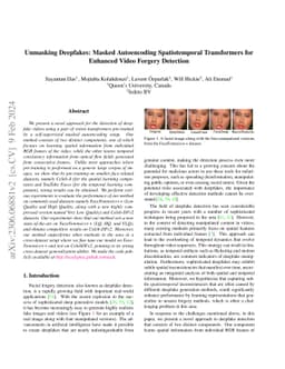 Unmasking Deepfakes: Masked Autoencoding Spatiotemporal Transformers for
  Enhanced Video Forgery Detection