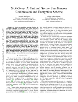 SecOComp: A Fast and Secure Simultaneous Compression and Encryption
  Scheme