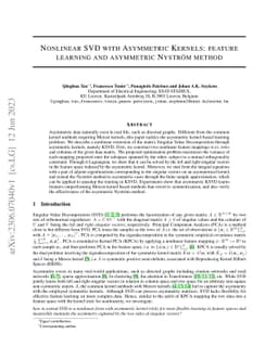 Nonlinear SVD with Asymmetric Kernels: feature learning and asymmetric
  Nyström method