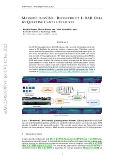 MaskedFusion360: Reconstruct LiDAR Data by Querying Camera Features