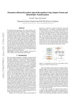 Parameter-efficient Dysarthric Speech Recognition Using Adapter Fusion
  and Householder Transformation