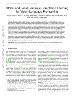 Global and Local Semantic Completion Learning for Vision-Language
  Pre-training