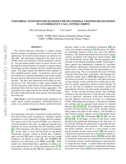 Exploring Attention Mechanisms for Multimodal Emotion Recognition in an
  Emergency Call Center Corpus