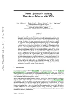 On the Dynamics of Learning Time-Aware Behavior with Recurrent Neural
  Networks