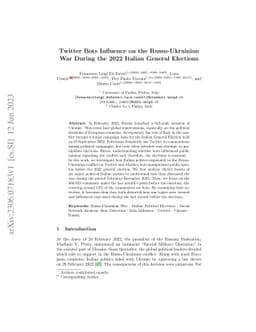 Twitter Bots Influence on the Russo-Ukrainian War During the 2022
  Italian General Elections