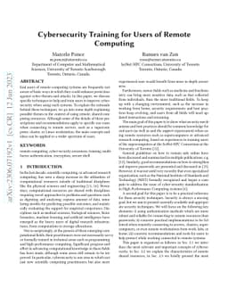 Cybersecurity Training for Users of Remote Computing