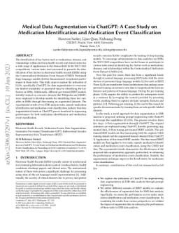 Medical Data Augmentation via ChatGPT: A Case Study on Medication
  Identification and Medication Event Classification