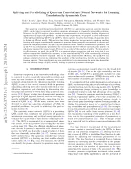 Splitting and Parallelizing of Quantum Convolutional Neural Networks for
  Learning Translationally Symmetric Data