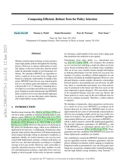 Composing Efficient, Robust Tests for Policy Selection