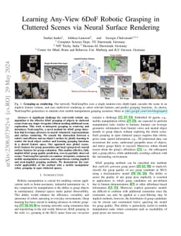 Learning Any-View 6DoF Robotic Grasping in Cluttered Scenes via Neural
  Surface Rendering