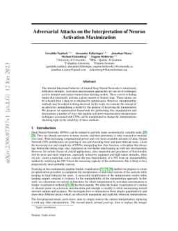Adversarial Attacks on the Interpretation of Neuron Activation
  Maximization